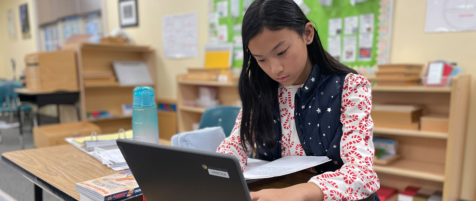 Student using laptop