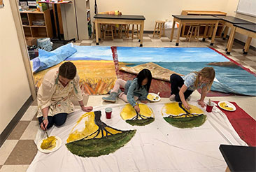 Students painting